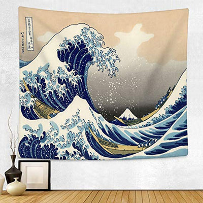 Japan Kanagawa Waves Printed Hanging Tapestry - Bean Concept - Etsy