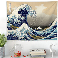 Japan Kanagawa Waves Printed Hanging Tapestry - Bean Concept - Etsy