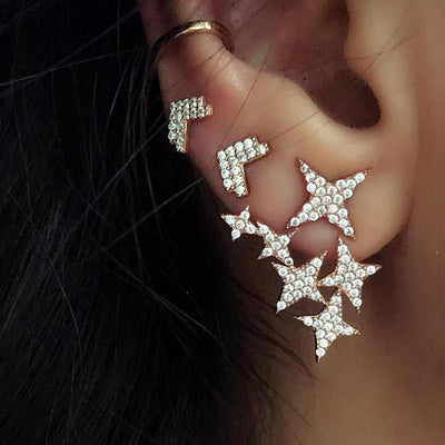 Gold Silver Stars Earrings Set - Bean Concept - Etsy