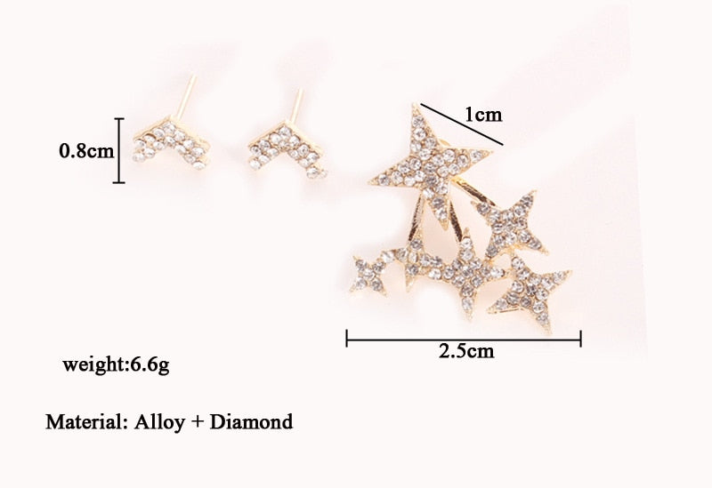 Gold Silver Stars Earrings Set - Bean Concept - Etsy