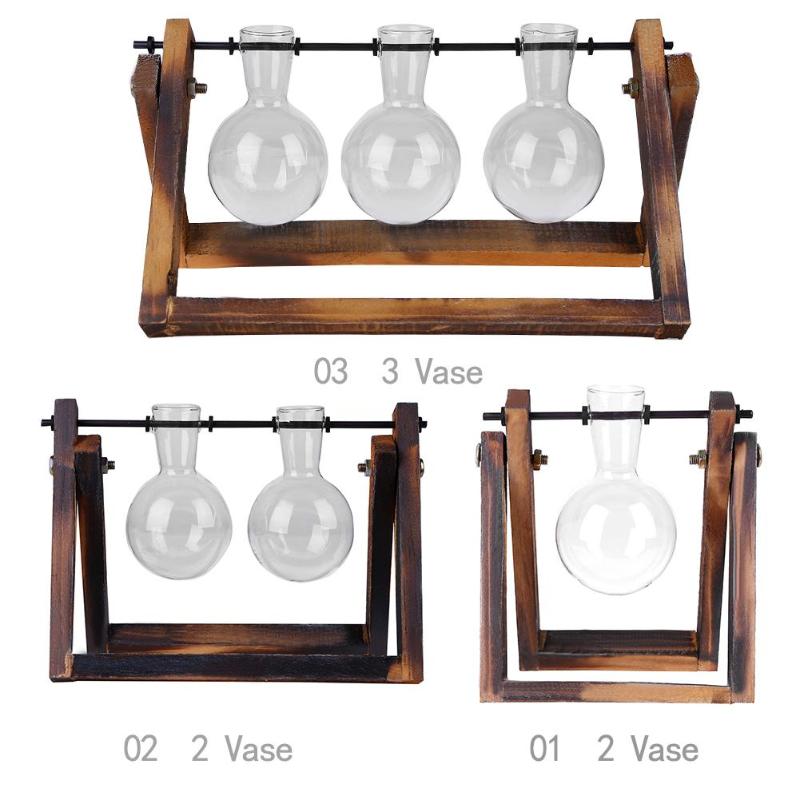 Glass Wood Vase Plant Pot - Bean Concept - Etsy