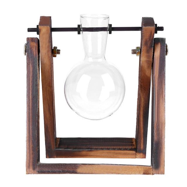 Glass Wood Vase Plant Pot - Bean Concept - Etsy