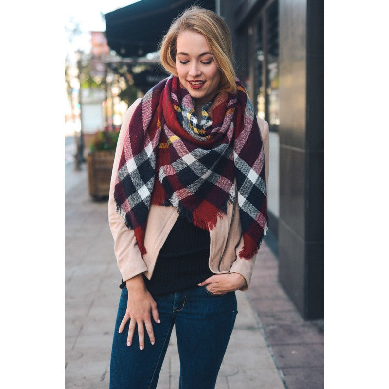 Plaid Blanket Scarf - Bean Concept - Etsy