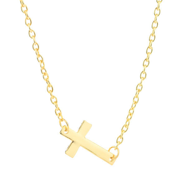 Sideways Cross Necklace in Gold or Silver - Bean Concept - Etsy