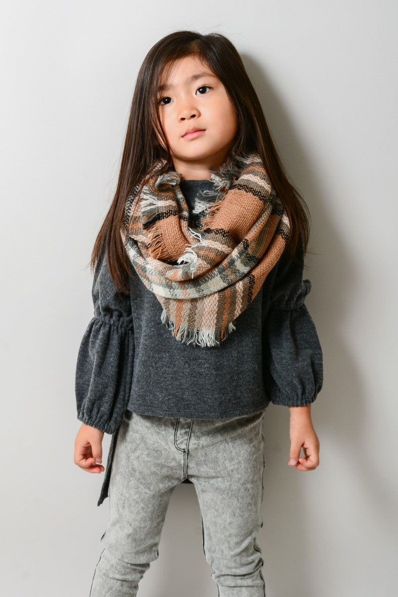 Kids Plaid Blanket Infinity Scarf - Green Navy - Bean Concept - Etsy