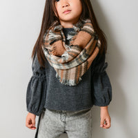 Kids Plaid Blanket Infinity Scarf - Green Navy - Bean Concept - Etsy