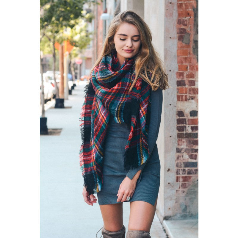 Red tartan blanket scarf sales