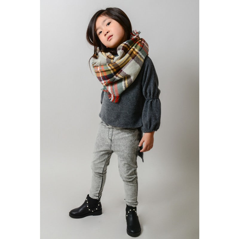 Kids Plaid Blanket Infinity Scarf - Khaki Red - Bean Concept - Etsy