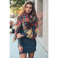 Khaki Brown Plaid Blanket Scarf - Bean Concept - Etsy