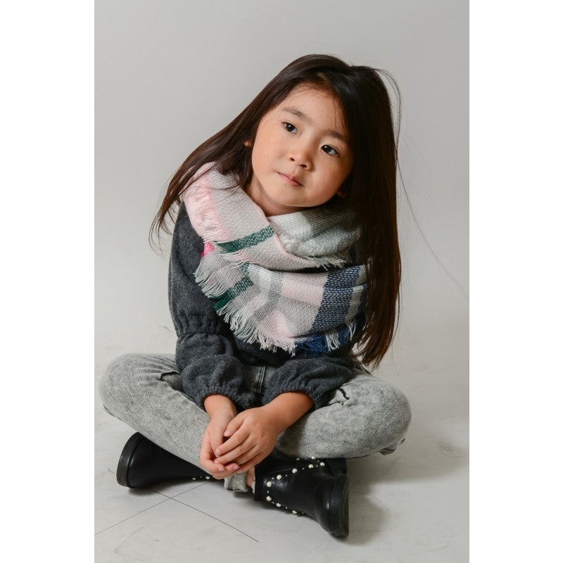 Kids Plaid Blanket Infinity Scarf - Khaki Red - Bean Concept - Etsy