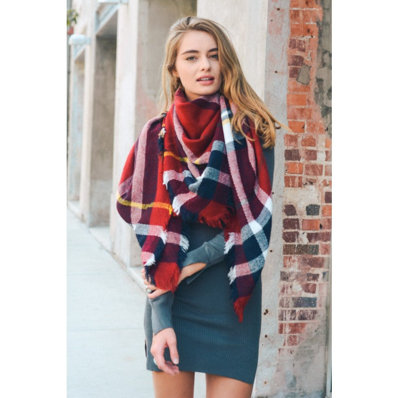 Gray and 2025 red blanket scarf