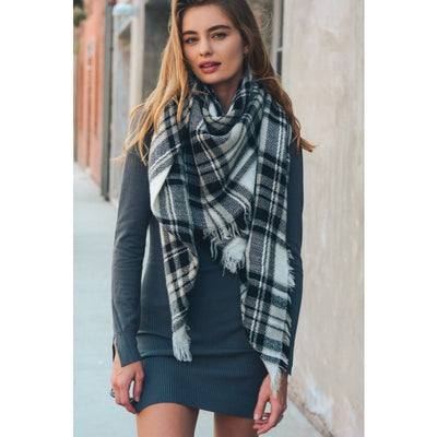 Plaid Blanket Scarf - Bean Concept - Etsy