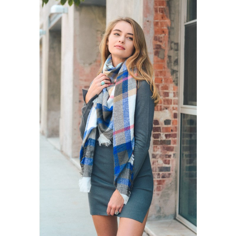 Khaki Brown Plaid Blanket Scarf - Bean Concept - Etsy
