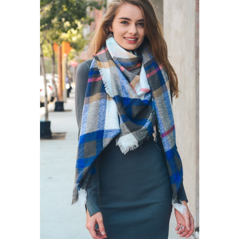 Khaki Brown Plaid Blanket Scarf - Bean Concept - Etsy
