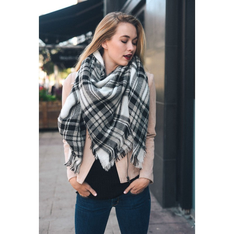 Plaid Blanket Scarf - Bean Concept - Etsy